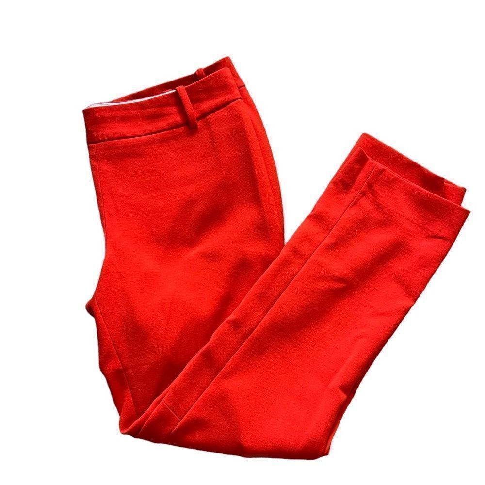 LORD & TAYLOR Orange Straight Leg Ankle Length Side Zip Dress Pant 4